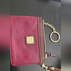 Dooney & Bourke Red Leather Coin Purse With Keychain Holder